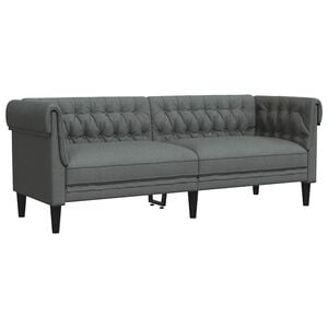 vidaXL Sof&aacute; chesterfield 3 lugares tecido cinzento-escuro