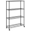 vidaXL Unidade de 4 prateleiras com rodas 90x35x142 cm 200 Kg preto