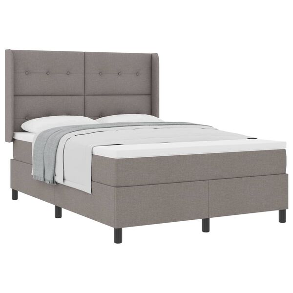 vidaXL Cama Box com colch&atilde;o Cinzento-acastanhado 200 x 160 cm tecido