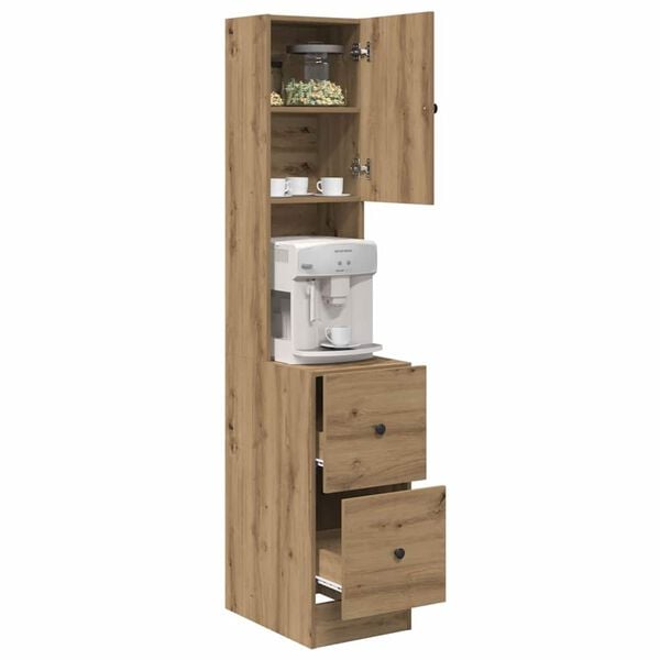 vidaXL Buffet de Cozinha com porta Carvalho Artesanal 32 x 50 x 180 cm