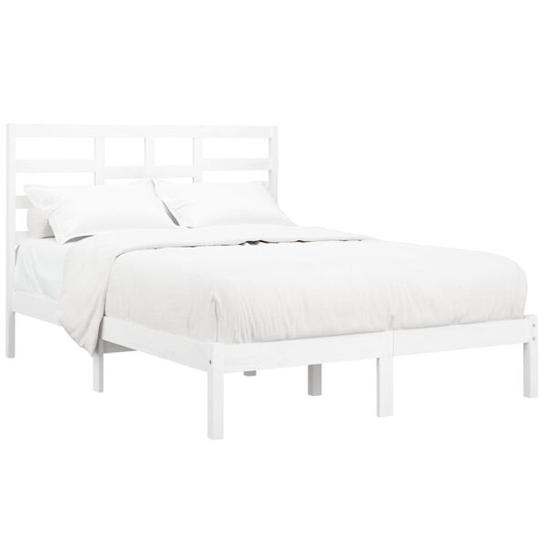 vidaXL Estrutura de cama 140x200 cm madeira maciça branco