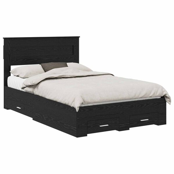 vidaXL Estrutura da Cama com cabeceira Carvalho Preto 135 x 190 cm