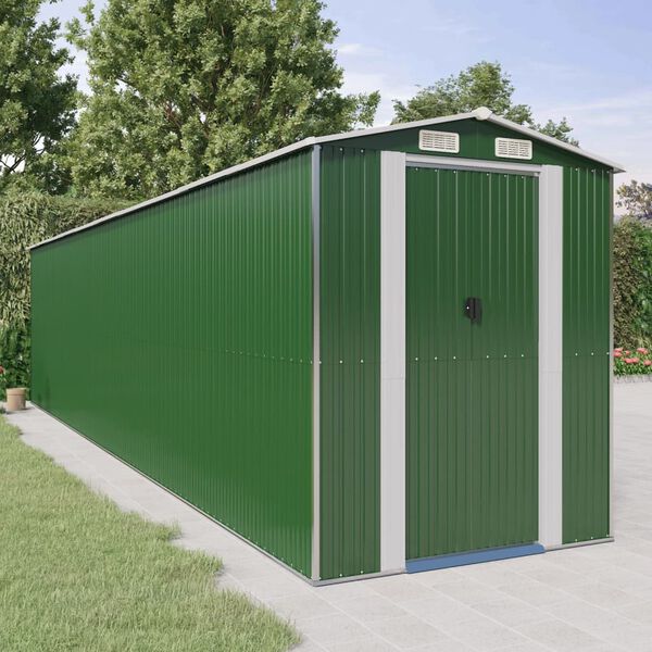 vidaXL Abrigo de jardim 192x855x223 cm a&ccedil;o galvanizado verde