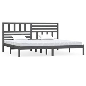 vidaXL Estrutura de cama 200x200 cm pinho maci&ccedil;o cinzento