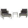vidaXL 5 pcs conjunto lounge de jardim c/ almofad&otilde;es vime PE cinzento