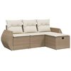 vidaXL 4 pcs conjunto de sof&aacute;s para jardim c/ almofad&otilde;es vime PE bege