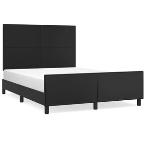 vidaXL Estrutura cama c/ cabeceira 140x190 cm couro artificial preto