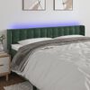 vidaXL Cabeceira cama c/ luzes LED veludo 163x16x78/88 cm verde-escuro