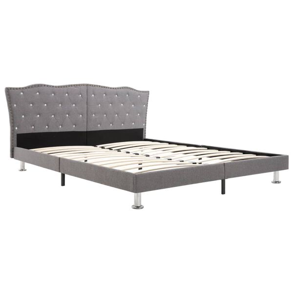 vidaXL Cama com colch&atilde;o 160x200 cm tecido cinzento-claro