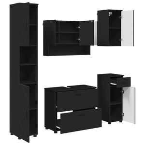 vidaXL Conjunto de M&oacute;veis para Banheiro 5 unid. Preto 35 x 30 x 192 cm
