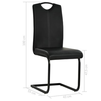 vidaXL Cadeiras de jantar cantilever 6 pcs couro artificial preto