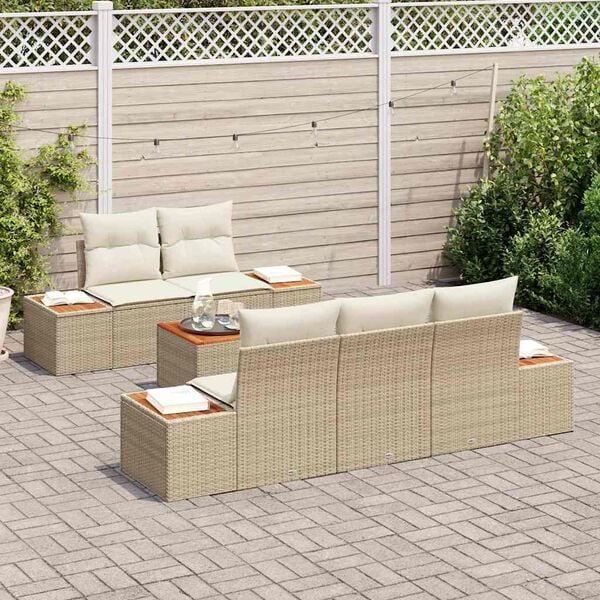 vidaXL Conjunto de Sofá de Jardim 6 pcs Bege Rattan Sintético