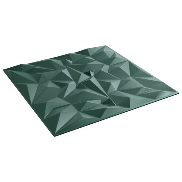 vidaXL Pain&eacute;is de parede 12 pcs Verde Ametista 50 x 50 cm Espuma XPS