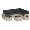 vidaXL 8 pcs conj. sof&aacute;s jardim c/ almofad&otilde;es vime PE cinzento-claro