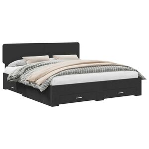 vidaXL Estrutura da Cama Preto 200 x 200 cm Madeira processada