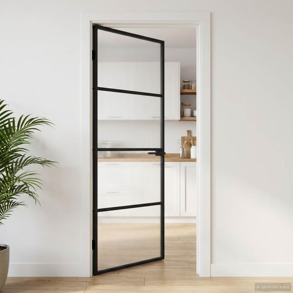 vidaXL Porta para Casa 83 x 201,5 x 3,5 cm Alum&iacute;nio e Vidro Temperado