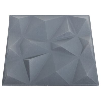 vidaXL Painéis de parede 3D 24 pcs 50x50 cm 6 m² cinzento diamante