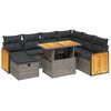vidaXL 8 pcs conjunto sof&aacute;s de jardim c/ almofad&otilde;es vime PE cinzento