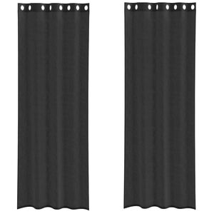 vidaXL Cortinas de voile com ilh&oacute;s 2 pcs preto 140x260 cm