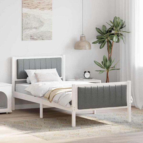 vidaXL Estrutura da cama Branco e cinza claro 90 x 200 cm