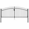 vidaXL Port&atilde;o de cerca com porta dupla e topo em lan&ccedil;as 300x150 cm