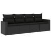 vidaXL 4 pcs conjunto de sof&aacute;s para jardim c/ almofad&otilde;es vime PE preto
