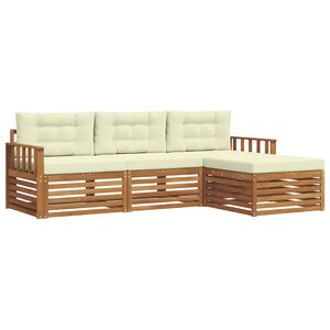 vidaXL Conjunto de Sof&aacute;s para Exterior com almofada Natural e Creme