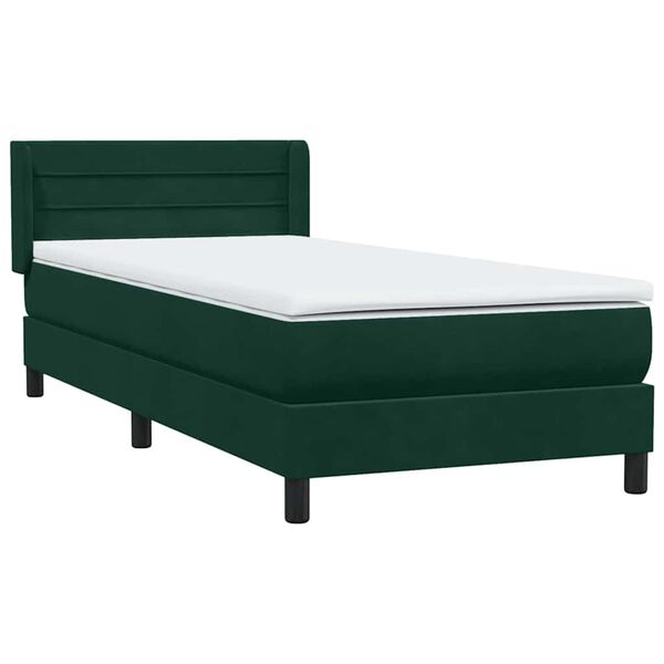 vidaXL Cama com molas/colch&atilde;o 100x220 cm veludo verde-escuro