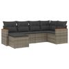 vidaXL 6 pcs conjunto sof&aacute;s de jardim com almofad&otilde;es vime cinzento