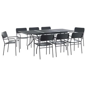 vidaXL Conjunto de Jantar para Jardim 9 unid. Antracite A&ccedil;o