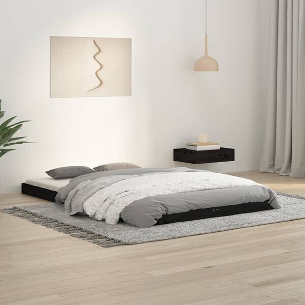 vidaXL Estrutura cama de casal pequena 120x190 cm pinho maciço preto