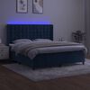 vidaXL Cama box spring c/ colch&atilde;o/LED 180x200 cm veludo azul-escuro