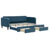vidaXL Sof&aacute;-cama com gavet&atilde;o e gavetas 100x200 cm veludo azul