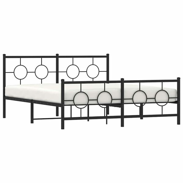 vidaXL Estrutura de cama com cabeceira e p&eacute;s 150x200 cm metal preto