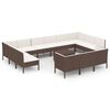 vidaXL 14 pcs conjunto lounge jardim c/ almofad&otilde;es vime PE castanho