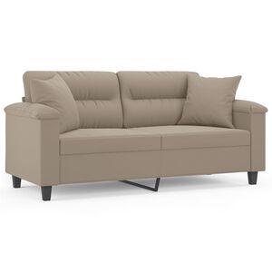 vidaXL Sof&aacute; 2 lugares c/ almofadas 140 cm microfibra cinza-acastanhado