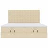 vidaXL Estrutura de cama otomana com colch&otilde;es tecido creme 180x200cm