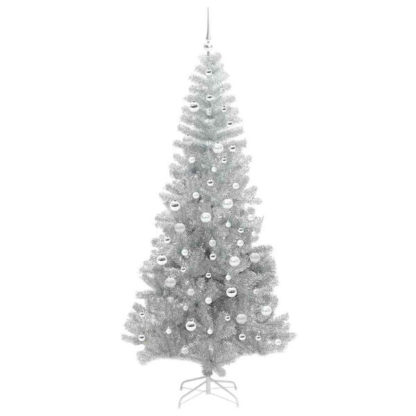 vidaXL &Aacute;rvore de Natal com 300 LEDs com suporte Prateado 210 cm PET