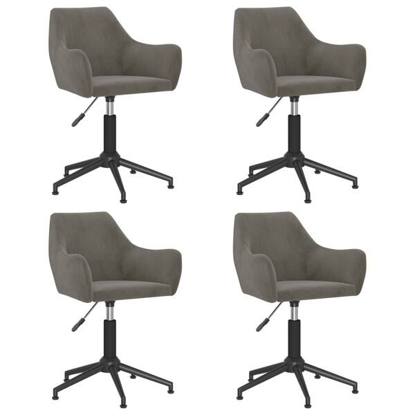 vidaXL Cadeiras de jantar girat&oacute;rias 4 pcs veludo cinzento-escuro