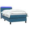 vidaXL Cama box spring c/ colch&atilde;o e LED 100x210 cm veludo azul-escuro
