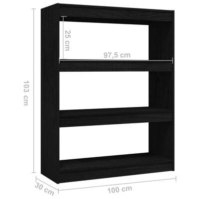 vidaXL Estante/divisória 100x30x103 cm madeira de pinho maciça preto