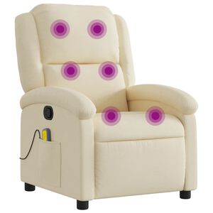 vidaXL Poltrona de massagens reclin&aacute;vel tecido cor creme