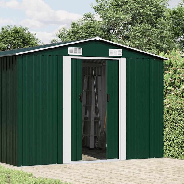 vidaXL Abrigo de jardim 257x990x181 cm a&ccedil;o galvanizado verde