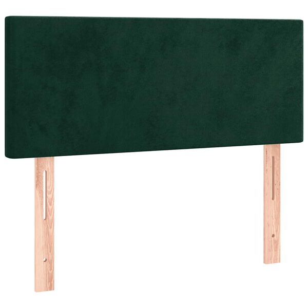 vidaXL Cabeceira de cama c/ luzes LED veludo 90x5x78/88cm verde-escuro