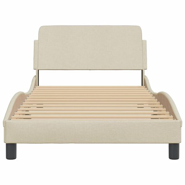 vidaXL Estrutura de cama Dover 100x200 cm tecido cor creme