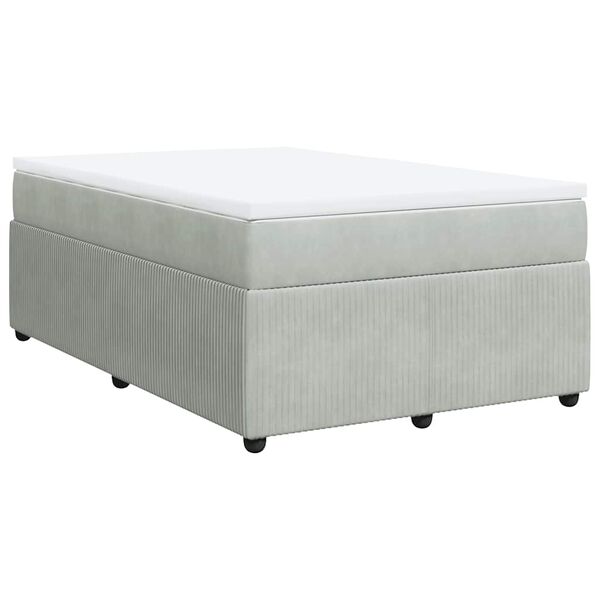 vidaXL Cama boxspring com colchão 120x190 cm veludo cinzento-claro