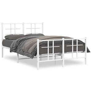 vidaXL Estrutura de cama com cabeceira e p&eacute;s 120x200 cm metal branco