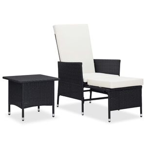 vidaXL 2 pcs conjunto lounge de jardim c/ almofad&otilde;es vime PE preto