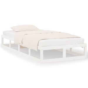 vidaXL Estrutura cama pequena solteiro 75x190 cm madeira maci&ccedil;a branco