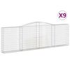 vidaXL Cestos gabi&atilde;o arqueados 9pcs 400x30x120/140cm ferro galvanizado